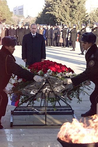 President Vladimir Putin laid a wreath to the memorial Alley of Shehids.