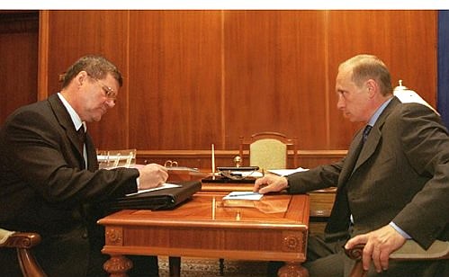 President Vladimir Putin with Minister of Justice Yuri Chaika.