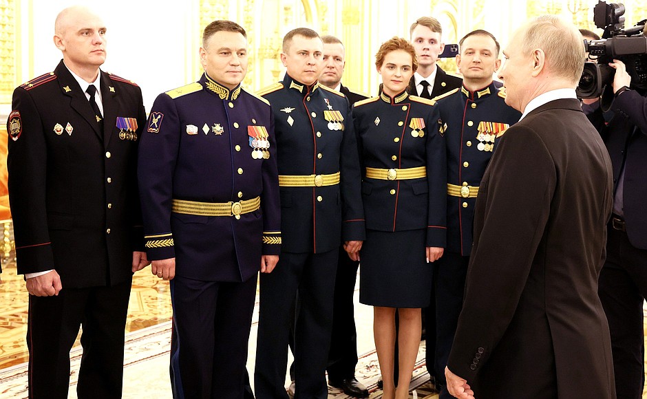 Following the meeting with graduates of higher military schools.