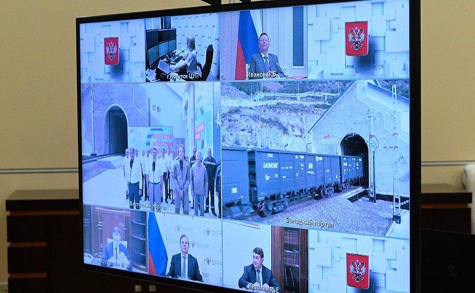 Ceremony to launch railway traffic through the second Baikal tunnel (via videoconference).