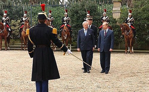 President Putin with Christian Poncelet, the President of the French Senate.