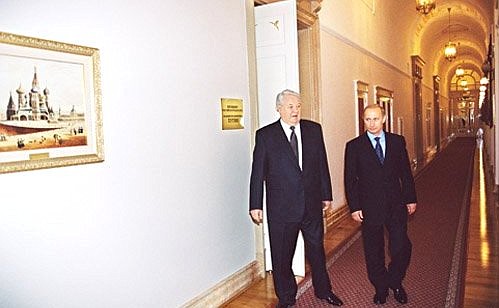 President Vladimir Putin with the first Russian President, Boris Yeltsin.
