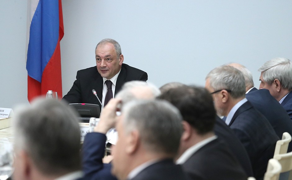 Deputy Chief of Staff of the Presidential Executive Office and Board Chairman of the Council for Interethnic Relations Magomedsalam Magomedov at a Council Board meeting.