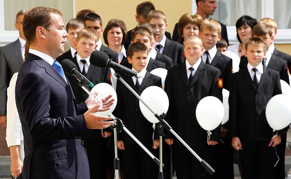 At the opening ceremony of the Stavropol Presidential Cadet Academy.