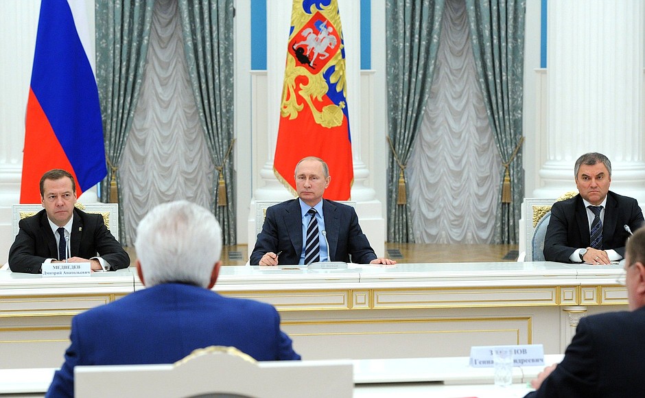 Встреча с лидерами партий, прошедших по итогам выборов в Госдуму.