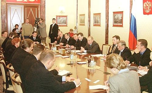 President Putin meeting with members of the Association of Business Organizations of Russia (OPOR).