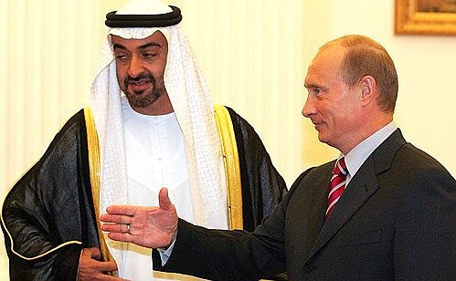 Встреча с заместителем верховного главнокомандующего вооруженными силами Объединенных Арабских Эмиратов, наследным принцем Абу-Даби Мухаммедом аль-Нахайяном.