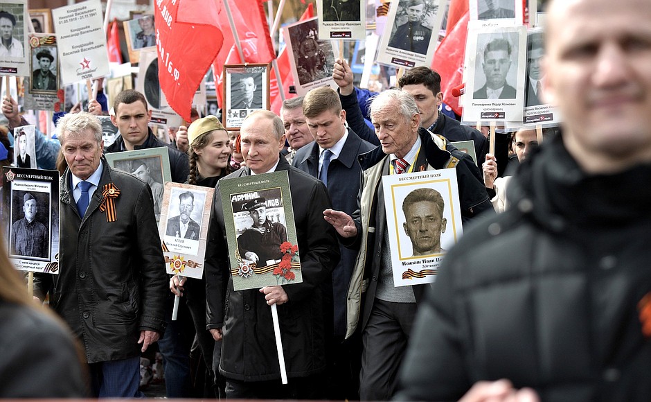 Vladimir Putin took part in the Immortal Regiment march.
