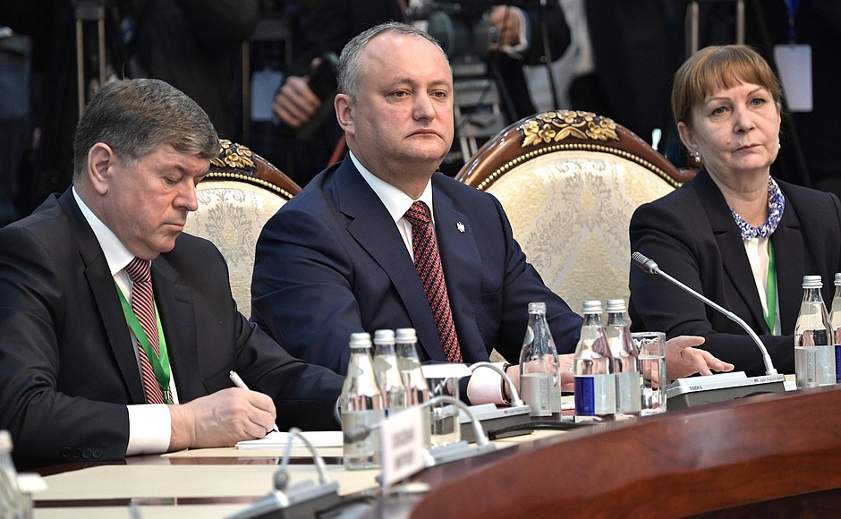 Президент Республики Молдова Игорь Додон на заседании Высшего Евразийского экономического совета.