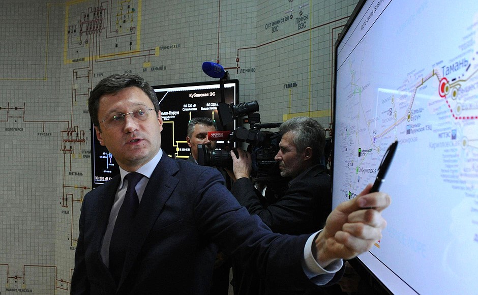Before the launch of the first stage of a power bridge to Crimea. Energy Minister Alexander Novak.