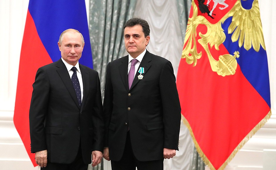 Ceremony for presenting state decorations. The Order of Friendship was awarded to Ivan Stilidi, Director of the Nikolai Blokhin National Oncology Research Centre.