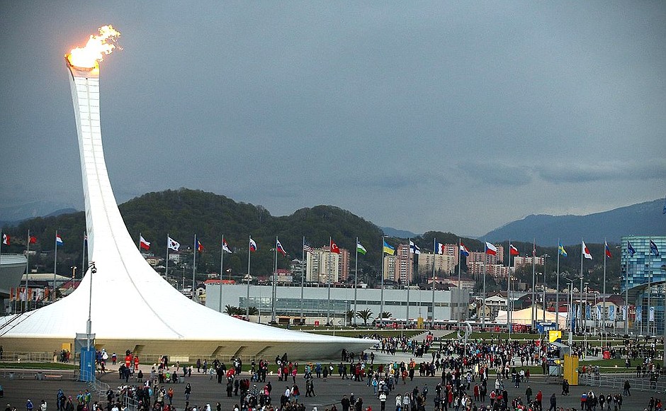 В Олимпийском парке перед началом церемонии закрытия XI Паралимпийских зимних игр.