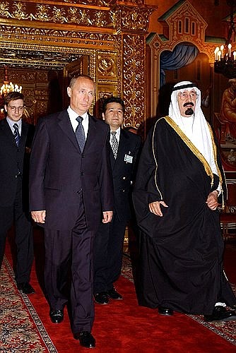 President Vladimir Putin with Abdullah ibn Abdul Aziz al Saud, the Crown Prince of Saudi Arabia.