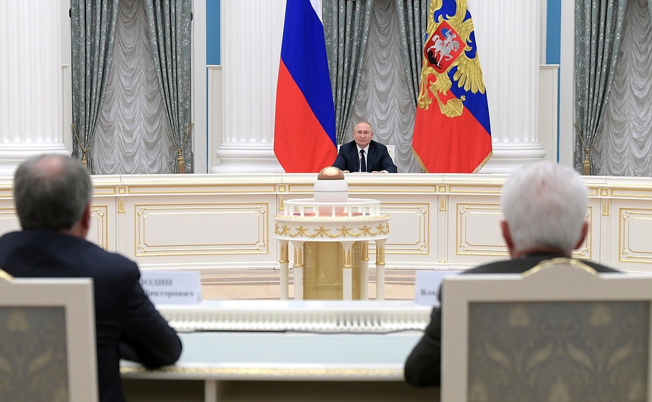 At a meeting with State Duma leaders and party faction heads.