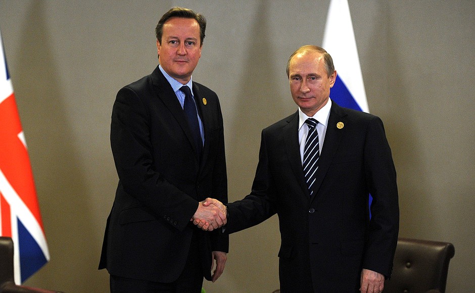 With British Prime Minister David Cameron.