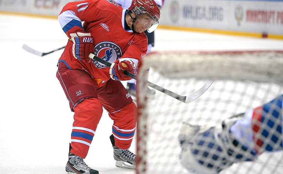 During gala game of the National Amateur Ice Hockey Teams' Festival.