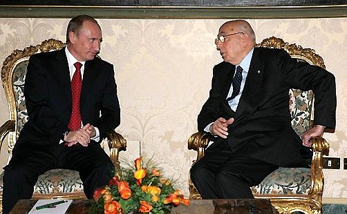 With Italian President Giorgio Napolitano.