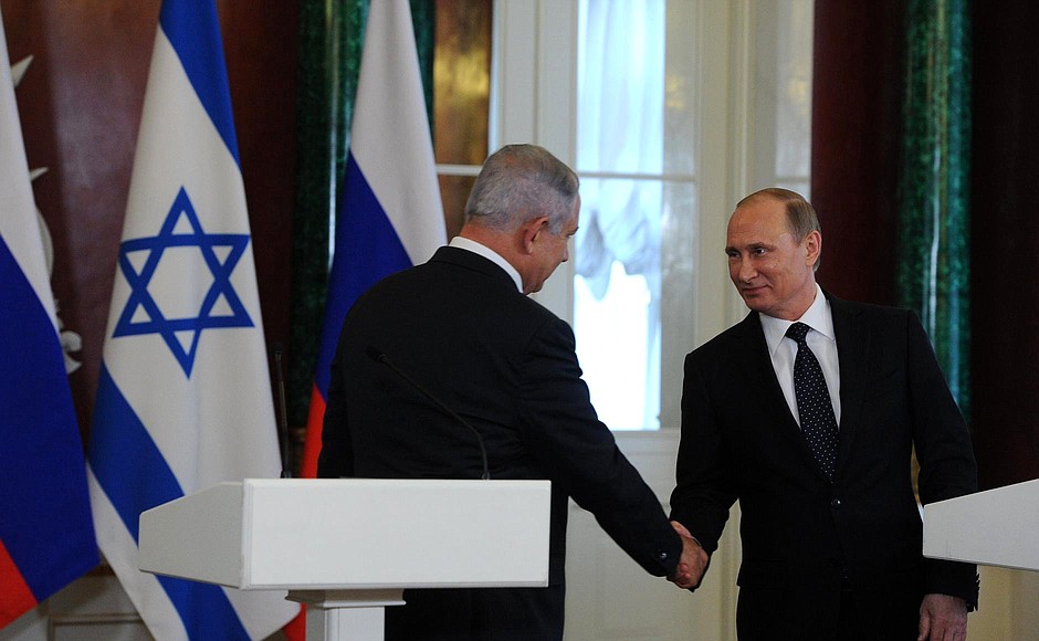 Press conference following Russian-Israeli talks. With Israeli Prime Minister Benjamin Netanyahu.