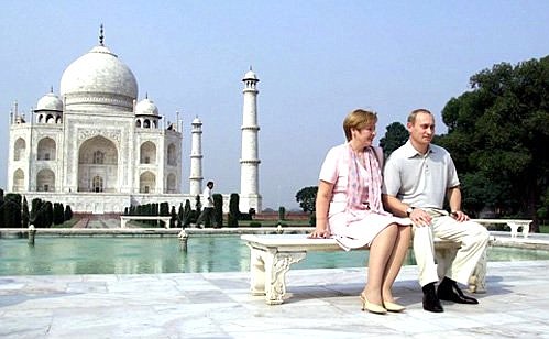 Vladimir and Lyudmila Putin visiting the Taj Mahal.