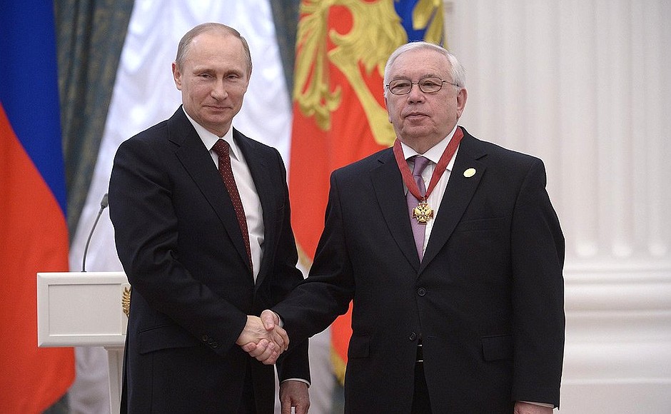 Presenting Russian Federation state decorations. President of the Russian Paralympic Committee Vladimir Lukin is awarded the Order for Services to the Fatherland, III degree.