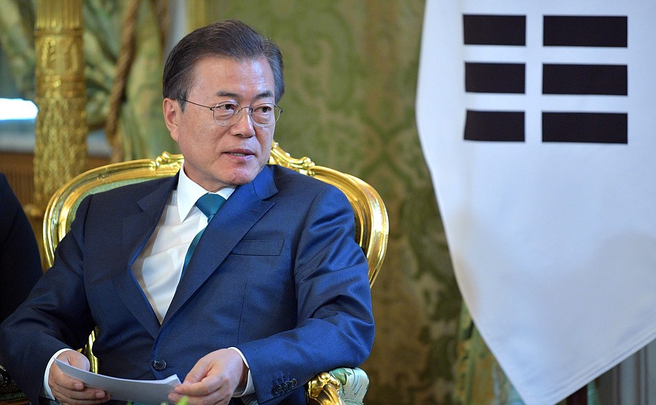 Russian-South Korean talks in restricted format. President of the Republic of Korea Moon Jae-in.