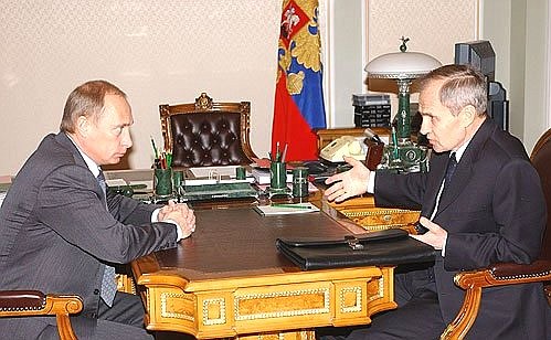 President Putin meeting with Constitutional Court Chairman Valery Zorkin.