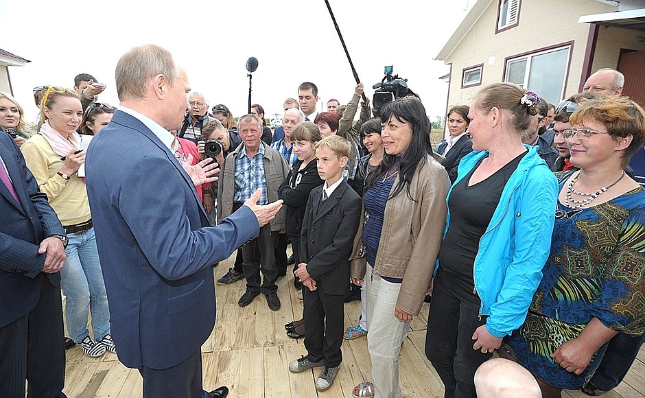 Meeting with flood victims in Amur Region.