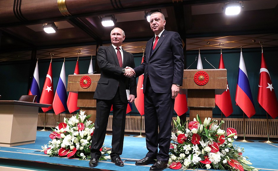 С Президентом Турции Реджепом Тайипом Эрдоганом по завершении совместной пресс-конференции.