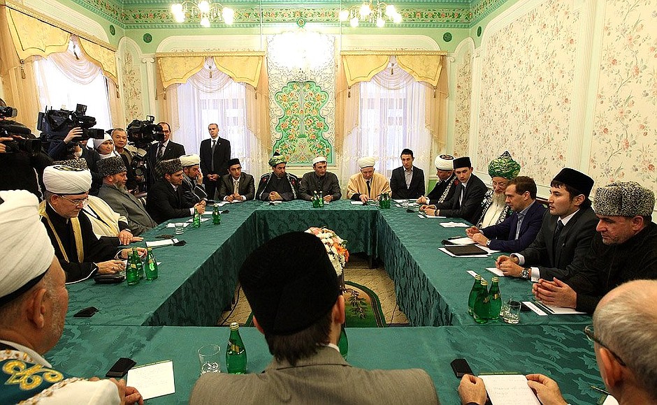 During a meeting with the Muslim clergy.