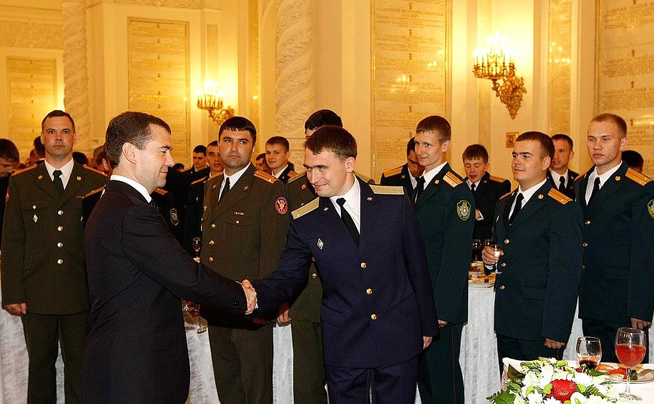 A reception held for graduates of military academies and universities.