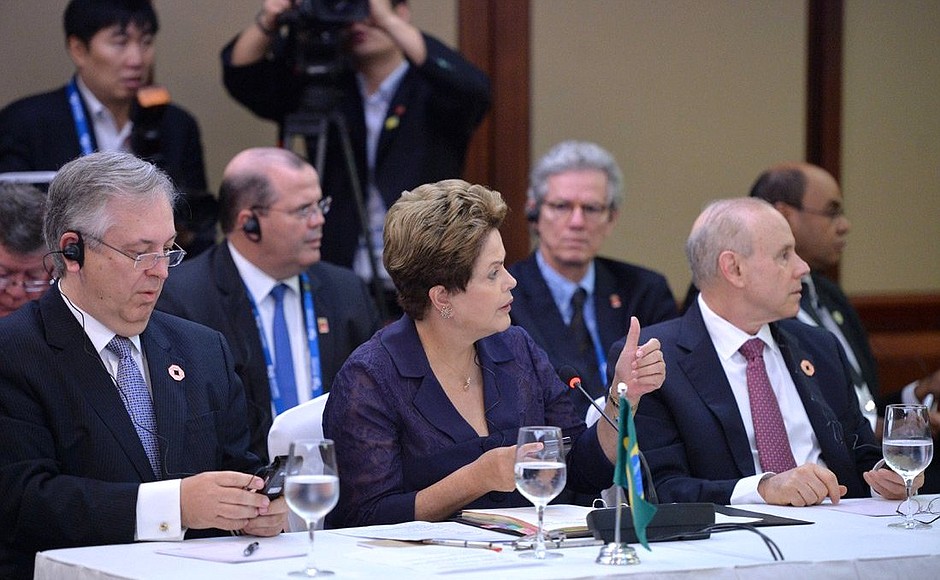 At the meeting of BRICS heads of state and government. President of Brazil Dilma Rouseff.