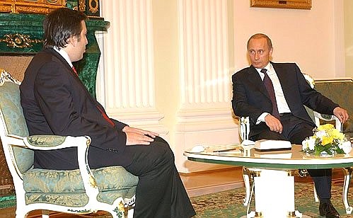 At a meeting with President of Georgia Mikhail Saakashvili.