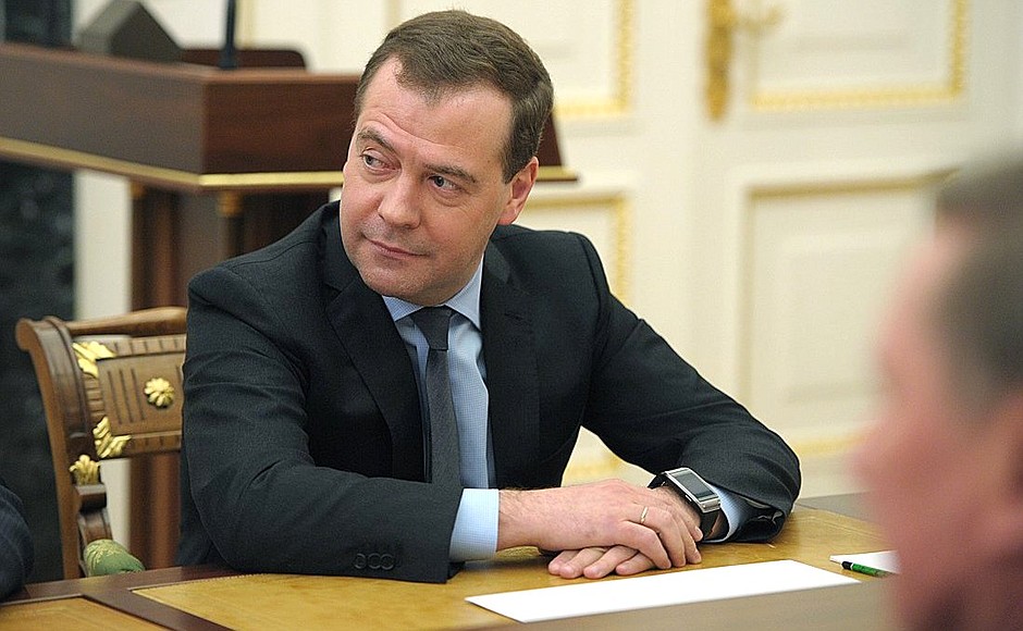 At a meeting with permanent members of the Security Council. Prime Minister Dmitry Medvedev.