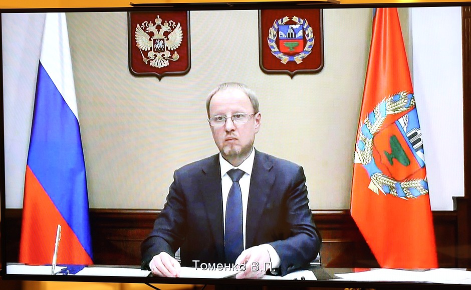 Altai Territory Governor Viktor Tomenko (via videoconference).