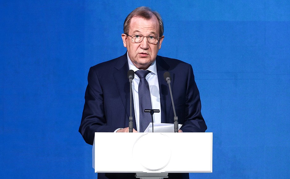 President of the Russian Academy of Sciences Gennady Krasnikov at the gala event dedicated to the 300th anniversary of the Russian Academy of Sciences.