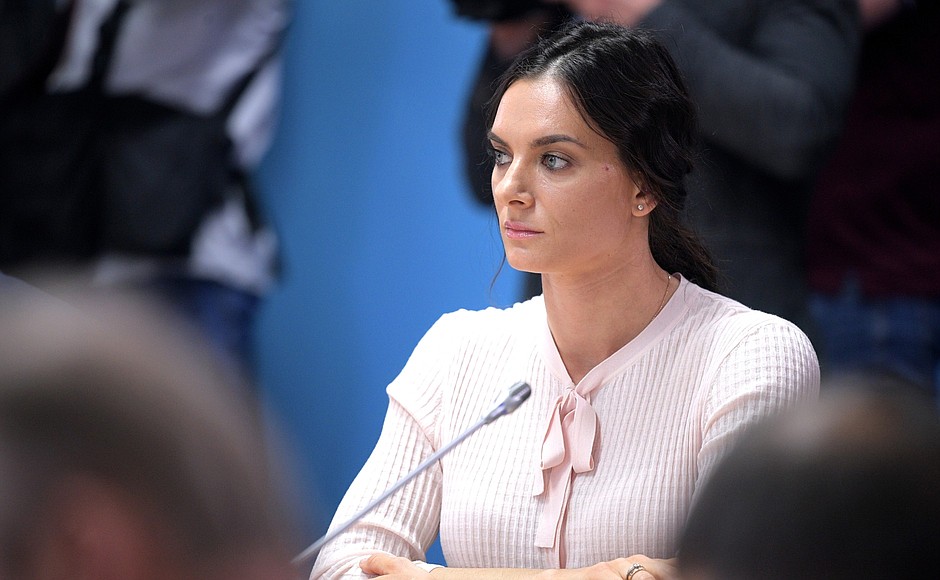 International Olympic Committee member and IOC Athletes' Commission member Yelena Isinbayeva at the meeting of the Council for the Development of Physical Culture and Sport.