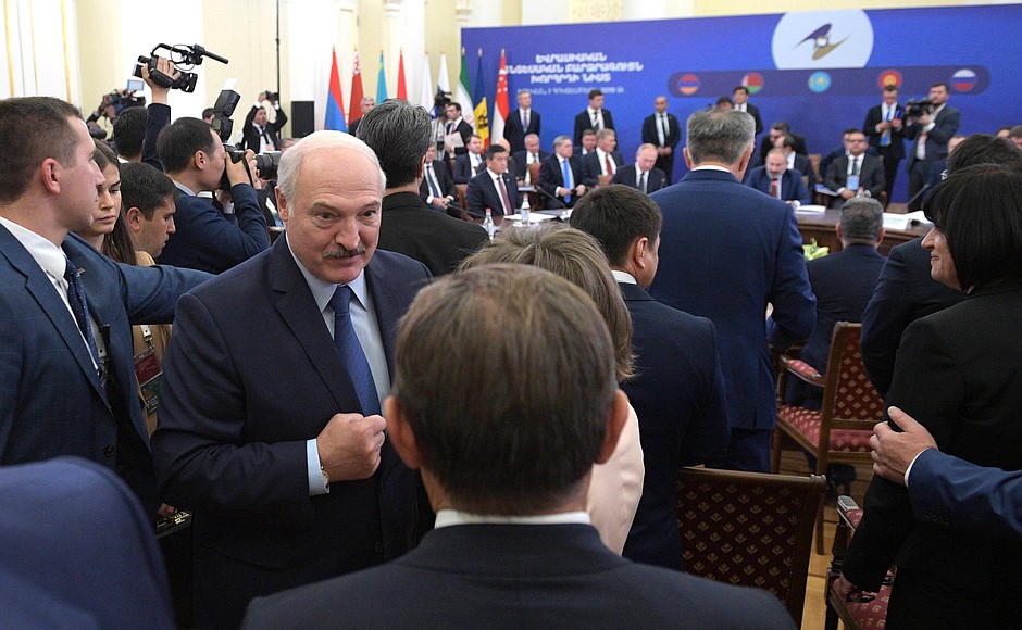 President of Belarus Alexander Lukashenko before the Supreme Eurasian Economic Council meeting in expanded format.