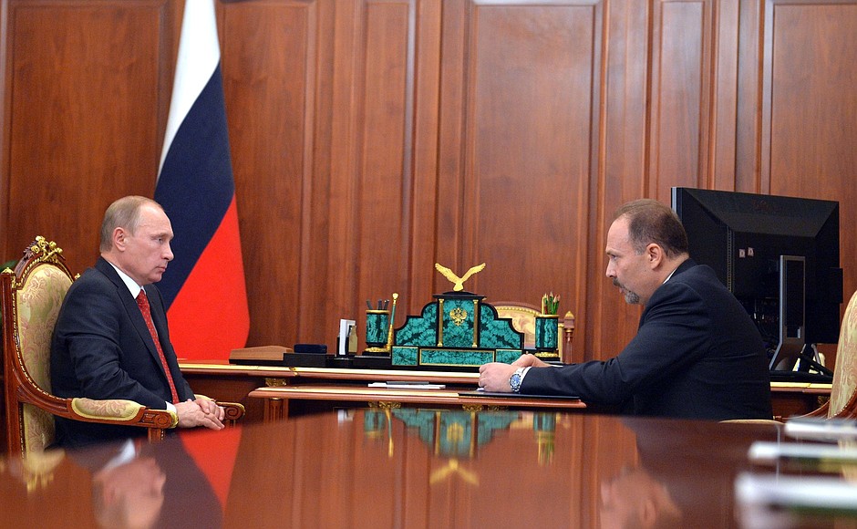 With Minister of Construction and Housing and Utilities Mikhail Men.