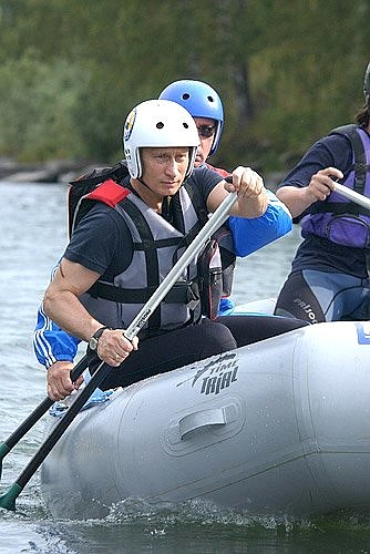 President Putin rafting down the Charysh River.