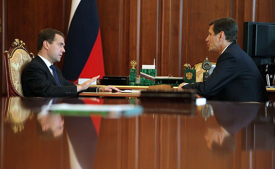 Working meeting with Deputy Prime Minister and President of Russian Olympic Committee Alexander Zhukov.