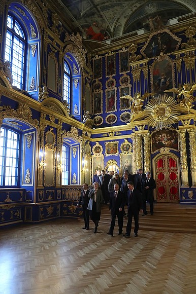 Visiting the Church of the Resurrection at the Catherine Palace in Tsarskoye Selo state museum preserve.