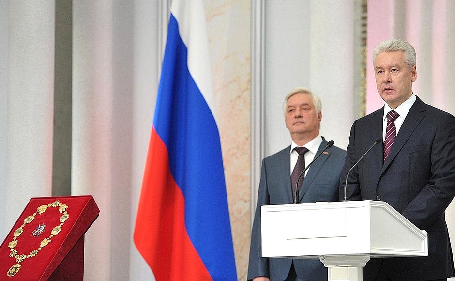 Inauguration ceremony for Mayor of Moscow Sergei Sobyanin (left) and Moscow Election Commission Chairman Valentin Gorbunov.