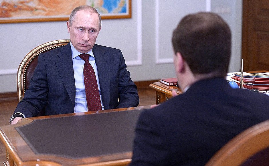 During a meeting with Prime Minister Dmitry Medvedev.