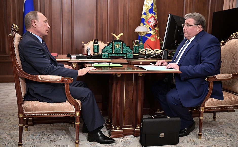 With Acting Head of the Republic of Mordovia Vladimir Volkov.