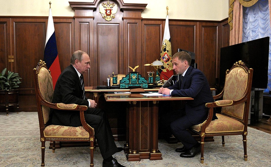 With Governor of Amur Region Alexander Kozlov.