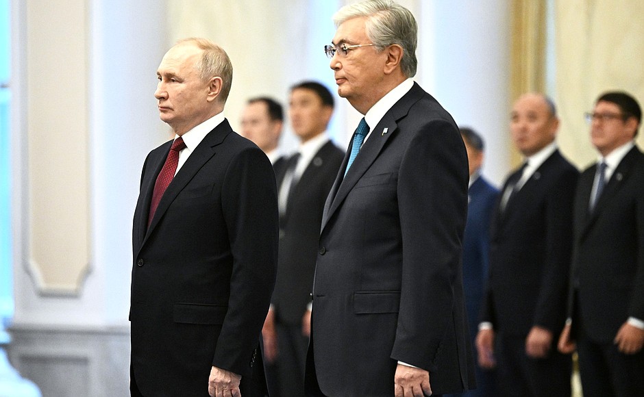 Official ceremony to welcome Vladimir Putin by President of Kazakhstan Kassym-Jomart Tokayev.