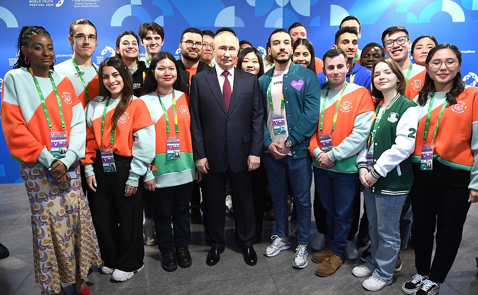 With foreign students that study in Russia and who were at the festival.