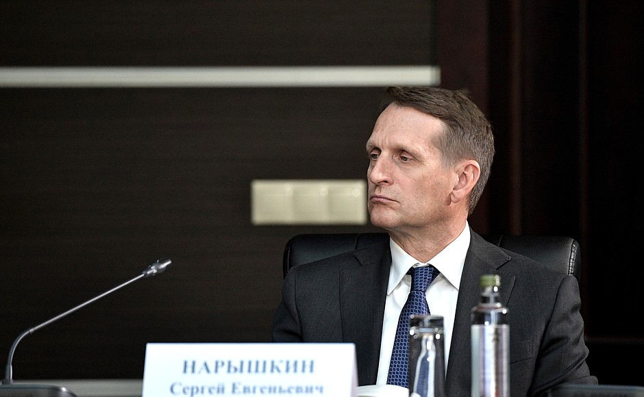 Foreign Intelligence Service Director Sergei Naryshkin at the Military-Industrial Commission meeting.