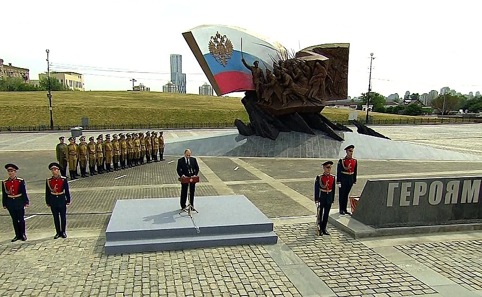 At a ceremony unveiling a monument to the Heroes of World War I.