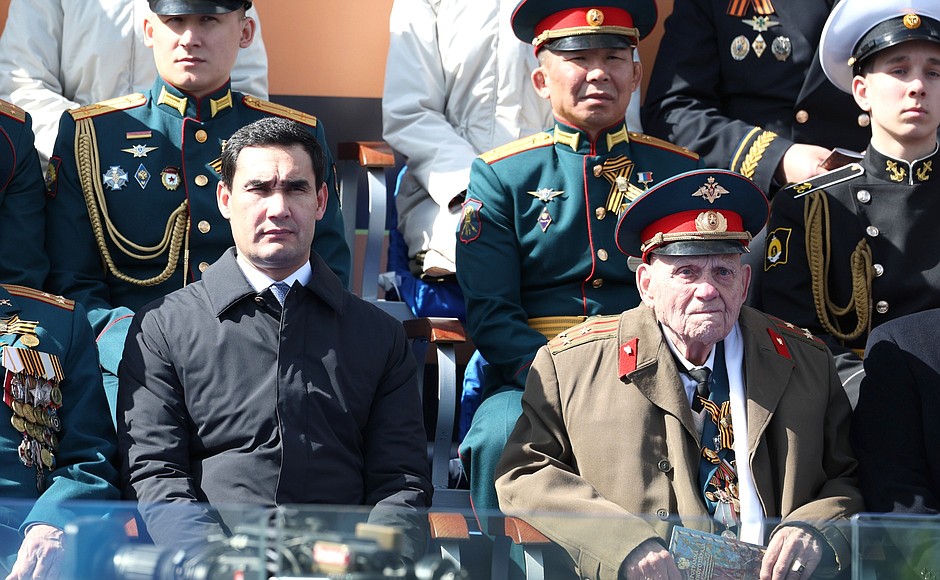 President of Turkmenistan Serdar Berdimuhamedov at the military parade to mark the 78th anniversary of Victory in the Great Patriotic War.